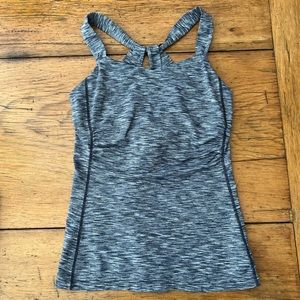 Strappy Grey Prana Tank with Shelf Bra